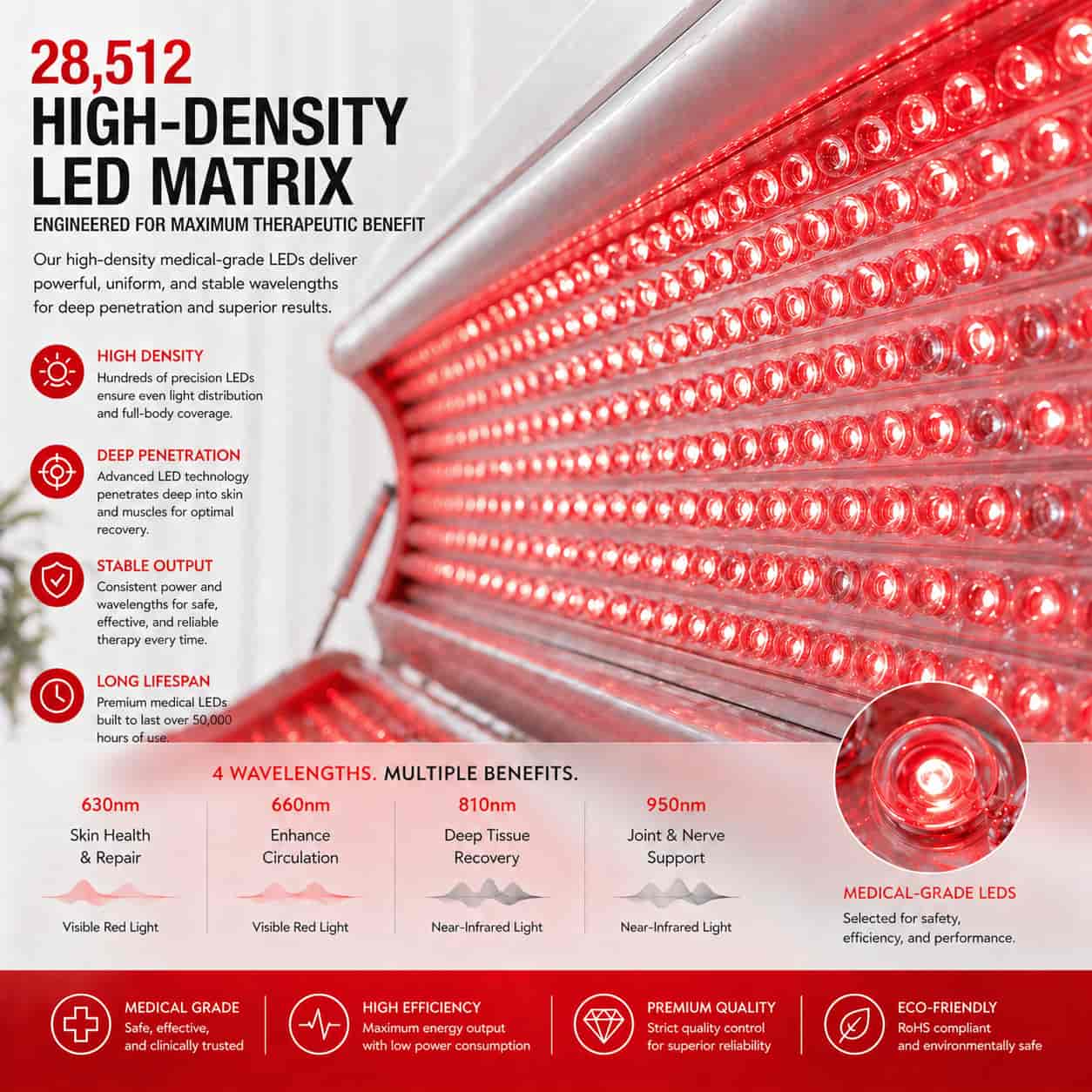 Tecnotu RedLux Full Body Red Light Therapy Bed 