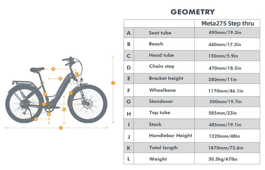 EUNORAU Meta275 1.0 48V 500W Torque Sensor 27.5" Commuter eBike